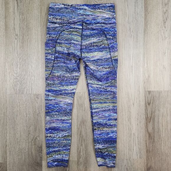 Lululemon Athletica Fast and Free II Nulux — Blue and Green Leggings — Size 8 - Picture 3 of 9